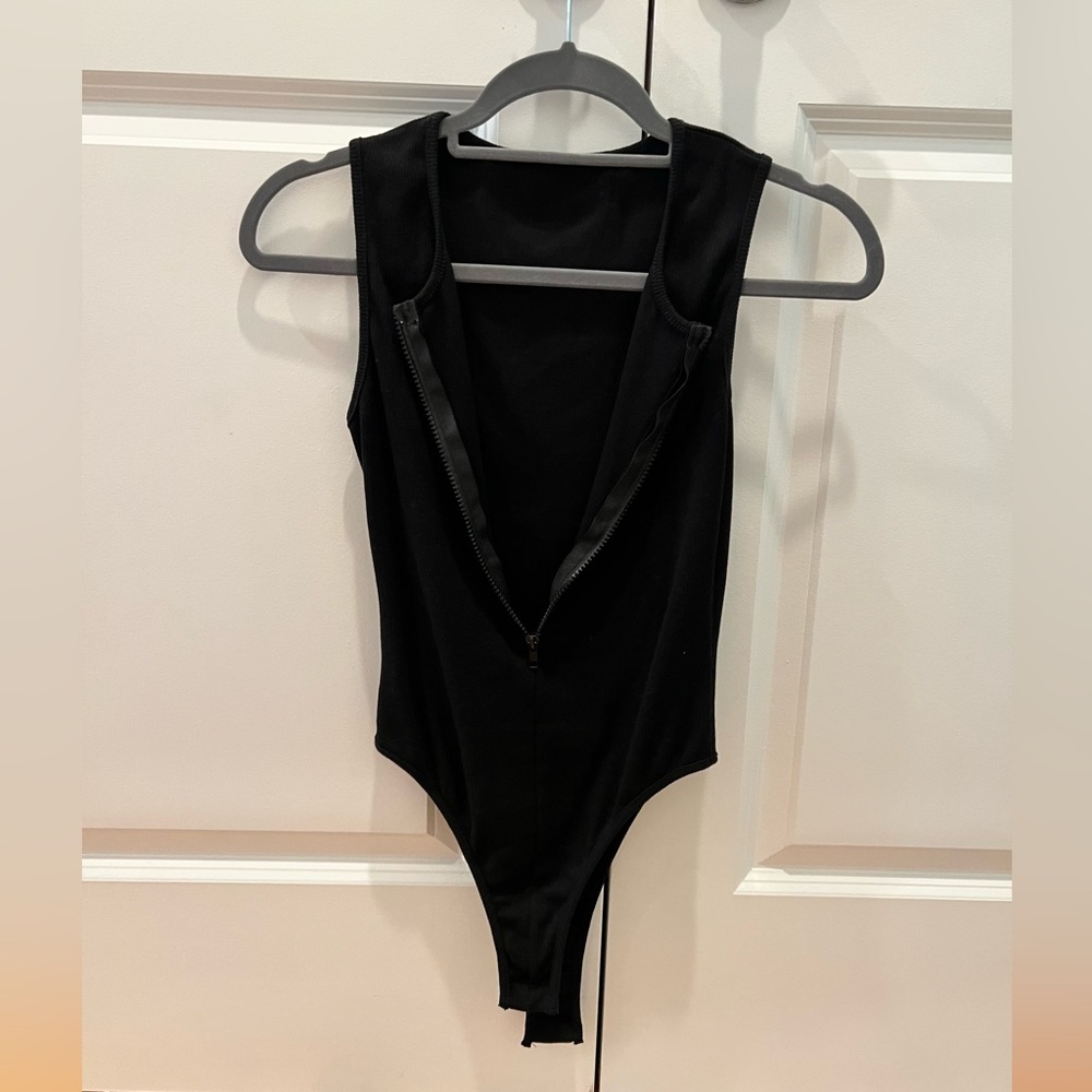 Black zip up bodysuit